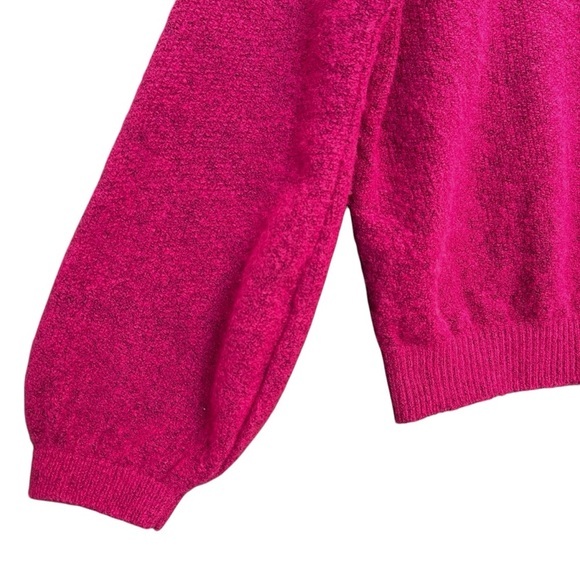 LINEAMAGLIA Italian Soft Wool Blend Magenta Pink Mock Neck Sweater Womens Size L - Picture 8 of 11